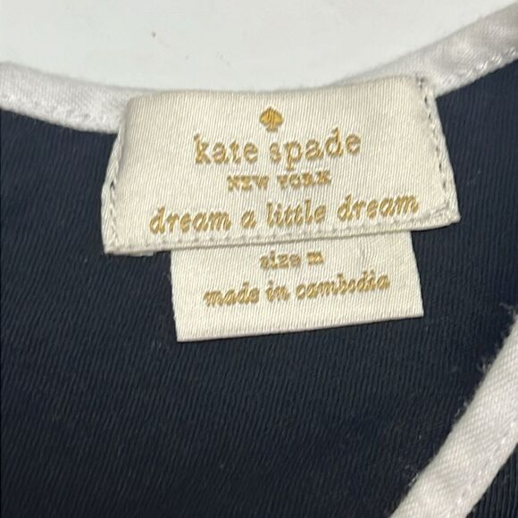 Kate Spade Black and Cream Peplum Tank Shell with Keyhole and Back Bow- Medium - Picture 9 of 12